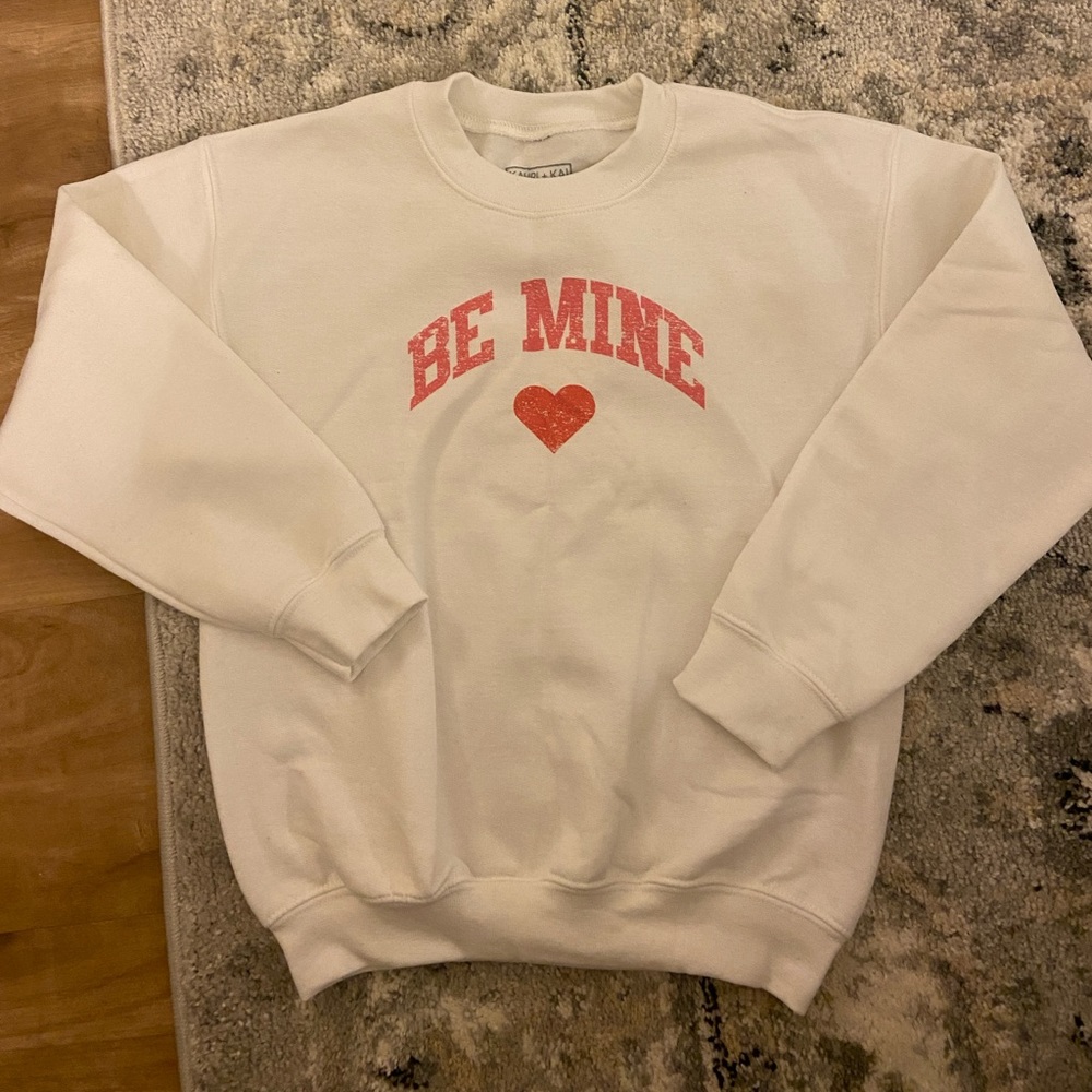 Girls Be Mine Sweatshirt White Valentines Day Size Small